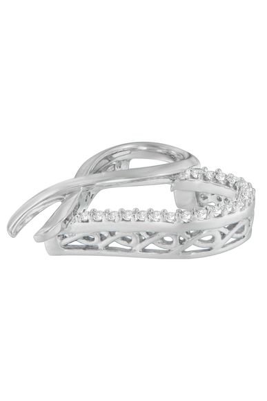 1/4 cttw Round Cut Diamond Ribbon and Heart Accent Necklace